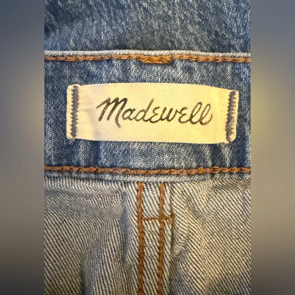 Madewell Women’s Double Knee Patchwork Straight-Leg Jeans in Blue Denim - Picture 5 of 7